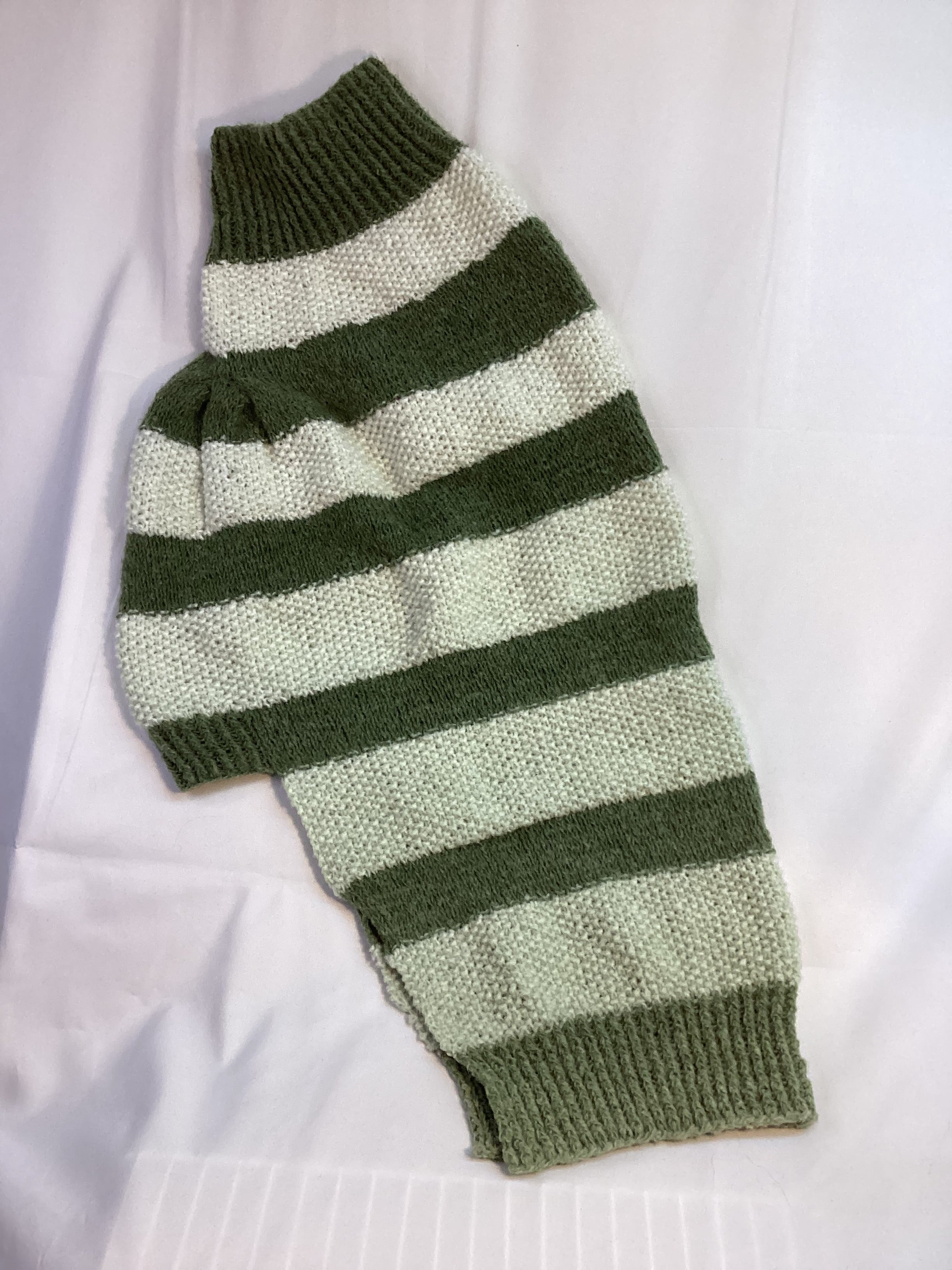 Green and Beige Striped Pet Sweater - XXL