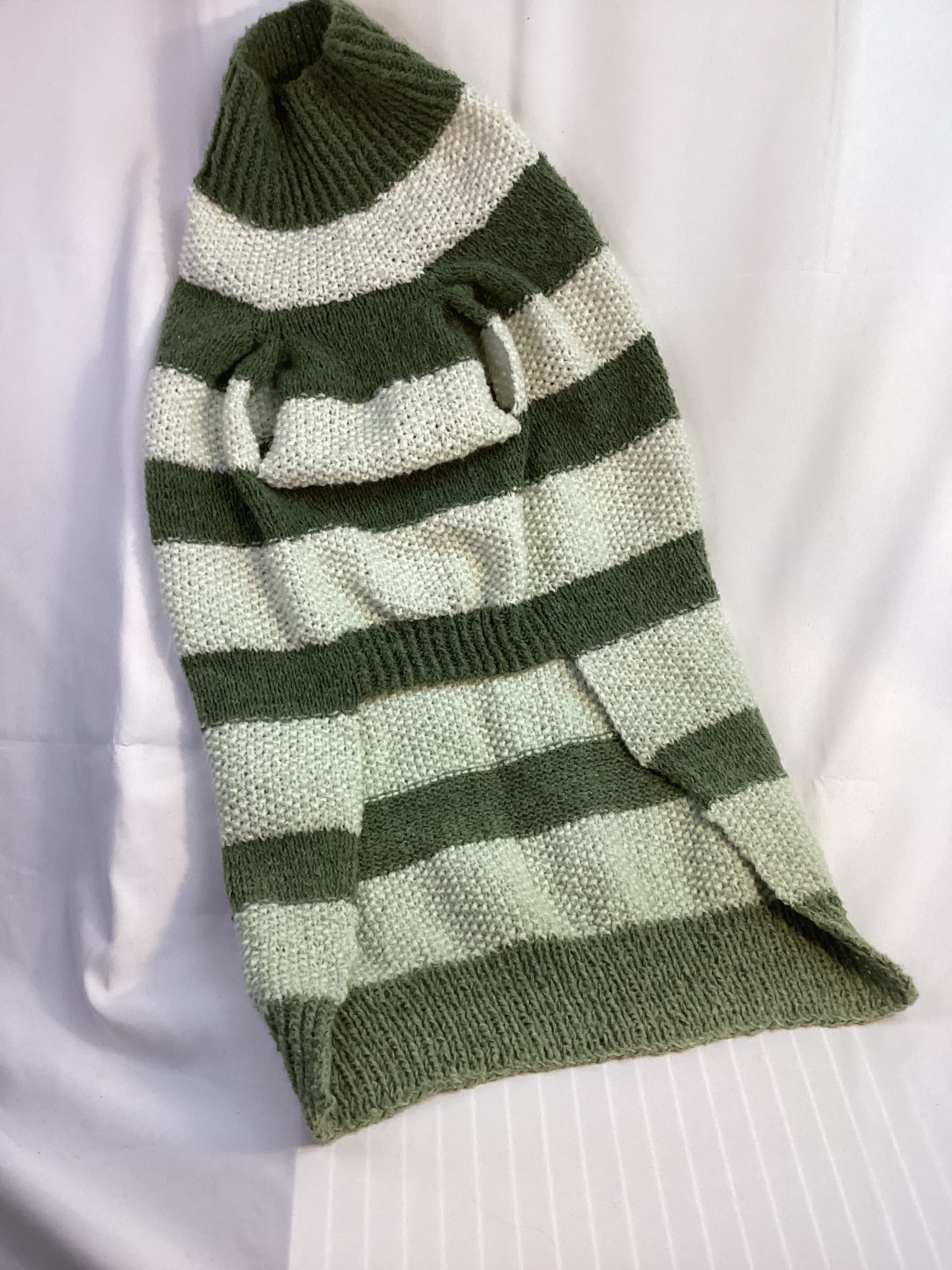 Green and Beige Striped Pet Sweater - XXL