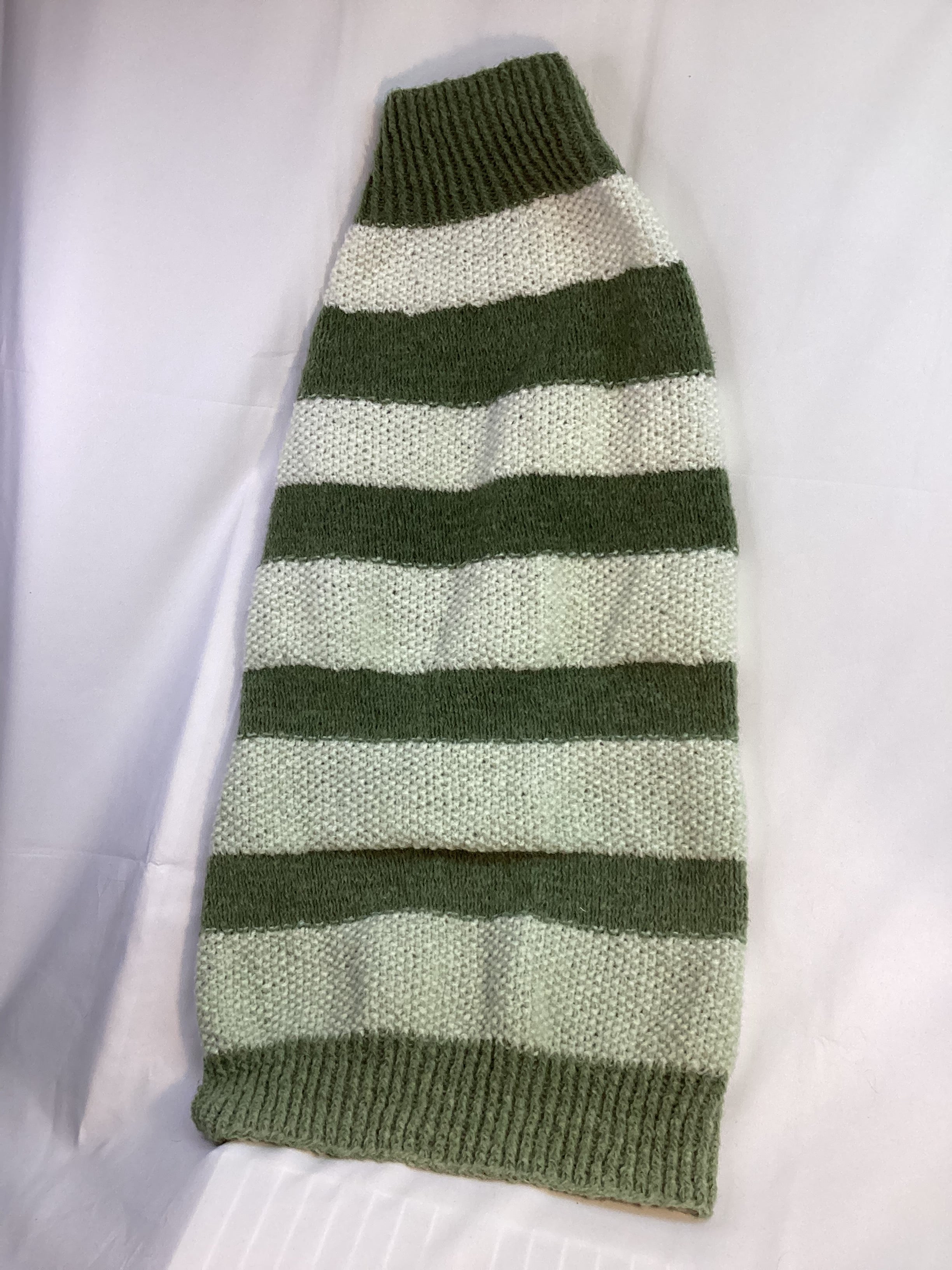 Green and Beige Striped Pet Sweater - XXL