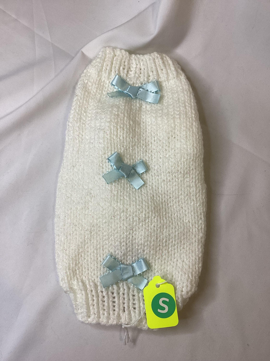 Dog (pet) sweater with blue bows