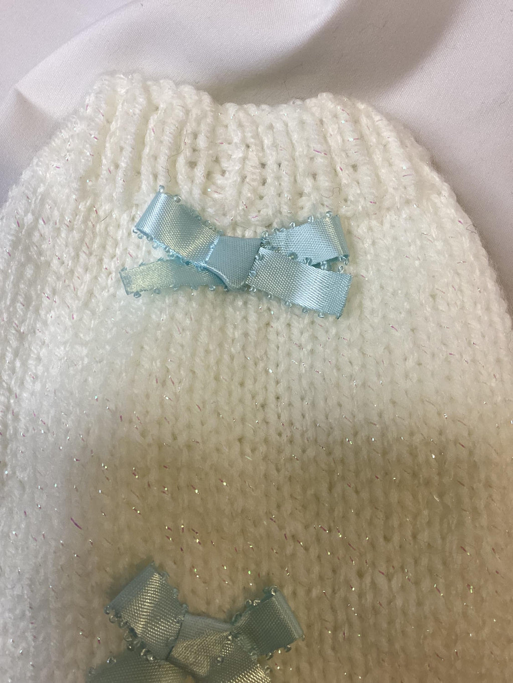 Dog (pet) sweater with blue bows